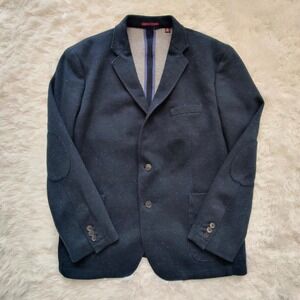 Johnston & Murphy FLEX Knit Blazer Cotton Navy Blue Mens XL Academic Career EUC